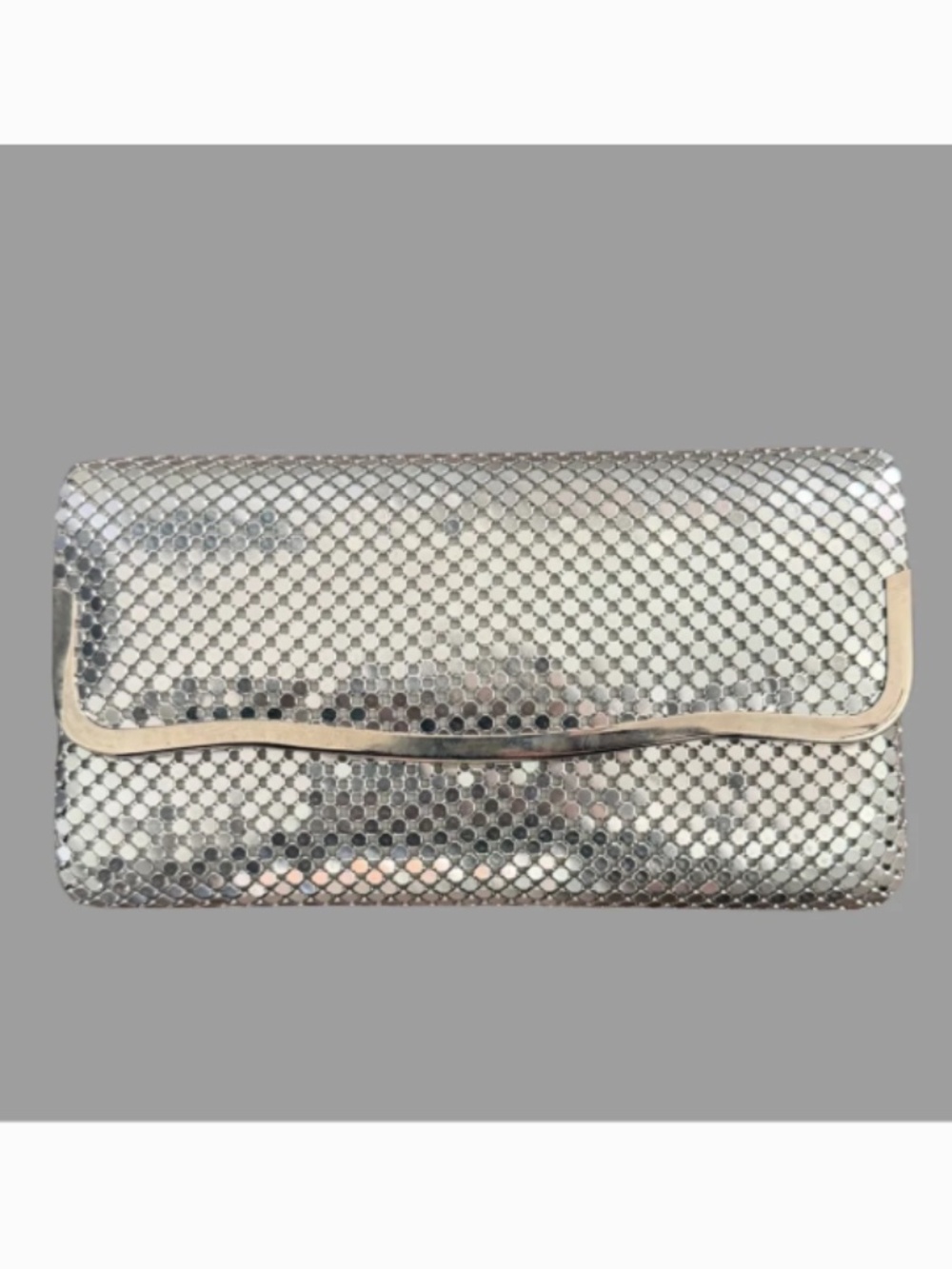 Vintage Metal Mesh Clutch Bag with Chain Strap